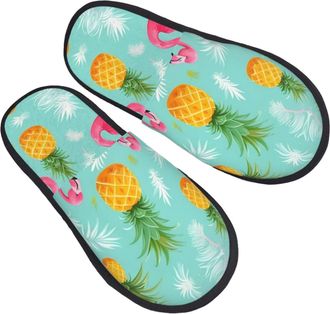 Generic Slippers Red Flamingo Printing Furry Slippers Casual Soft House Shoes For Women Guest Bedroom L