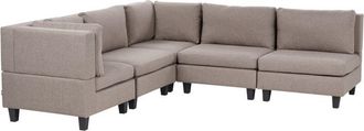 Beliani Modular Corner Sofa 5 Seater UNSTAD Fabric Brown Right Hand