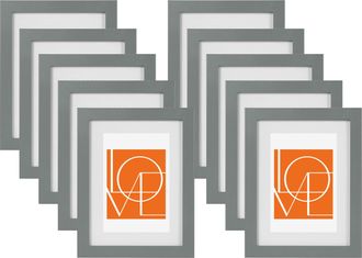 Woltu Woltu Cornici In Legno Cornice Foto Da Tavolo E Parate Portafoto Con Passepartout Cornice Creativa Fotogramma Decorativo. Grigio. 10x15cm. 10 Pezzo