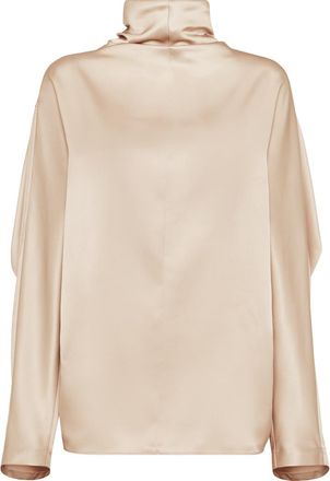 Brunello Cucinelli Double silk satin blouse in Buff at Nordstrom, Size Xx-Large Eu