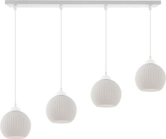 OEM L&aacute;mpara Colgante Riffle Blanca 4 Planas Forma Blanca Bolas E27