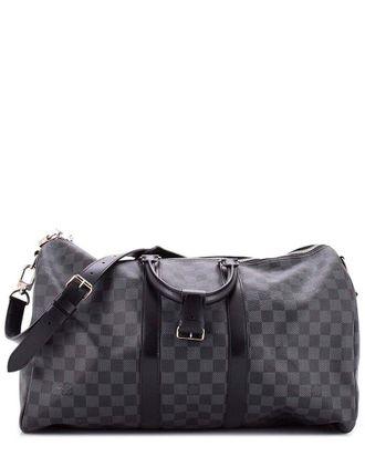 Louis Vuitton Keepall Bandouliere Bag Damier Graphite 45 (Authentic Pre-Loved)