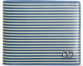 Valentino Garavani striped Vlogo-plaque wallet - men - Calf Leather - One Size - Blue