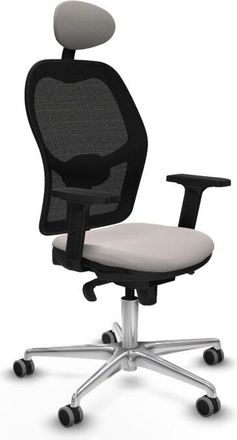 Piqueras y Crespo Piqueras Y Crespo - Jorquera Sincro Malla Negra Similpiel Blanco Brazos 2d Base Aluminio Cabecero Fijo Ruedas 65mm Engomada