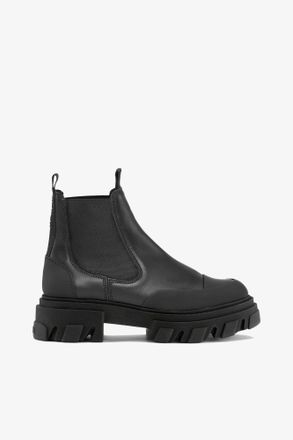 Ganni Black Cleated Low Chelsea Boots in