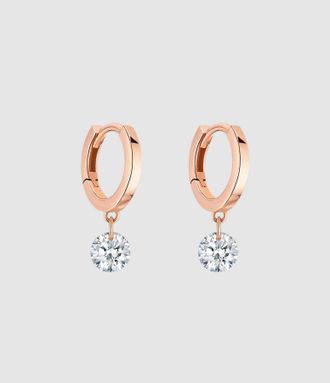 LA BRUNE & LA BLONDE Mini Cr&eacute;oles 360&deg; Diamant Brillant Or Rose