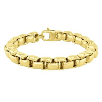 Robert Alton Stainless Steel Rounded Box Link Yellow Finish Bracelet