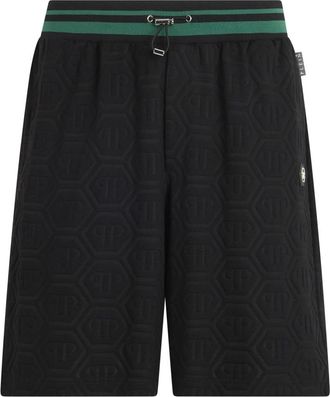 Philipp Plein Tracksuit Shorts Jacquard Monogram - Heren - Korte Broeken - Zwart - XL - Katoen - Korte Broeken