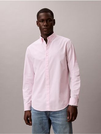 Calvin Klein Jeans Calvin Klein Mens Solid Classic Oxford Button-Down Shirt - Pink - L