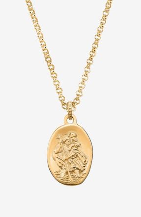 Dower & Hall Mens St. Christopher Talisman Necklace in Yellow Gold Vermeil at Nordstrom, Size 22