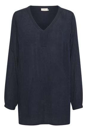 Kaffe Womens Amber V-Neck Tunic Blouse, Midnight Navy, 18