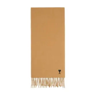 Ami Winter Scarves, female, Beige, Size: ONE SIZE Embroidered Scarf