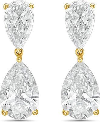 Diana M. Jewels 14KW YG 12.00 Ct TW of Lab grown pear shape diamond drop earrings