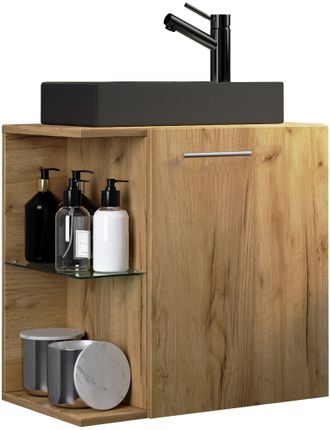 ebuy24 Ebuy24 - Set Vcm De 2 Piezas Lavadero Para Invitados Wc Ba&ntilde;o De Invitados Lavabo Set De Ba&ntilde;o - Hausa-bl (roble De Miel)