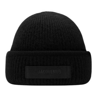 Jacquemus Gros Grain Beanie - unisex - Accessoires - Zwart - Maat: ONE Size Zijde