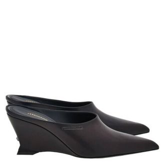 Ferragamo Juliane Sculpted Wedge Mule Pumps, Size 7 C