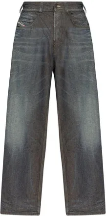 Diesel Ultra-Wide Leg Jeans with Faded Dark Denim Wash