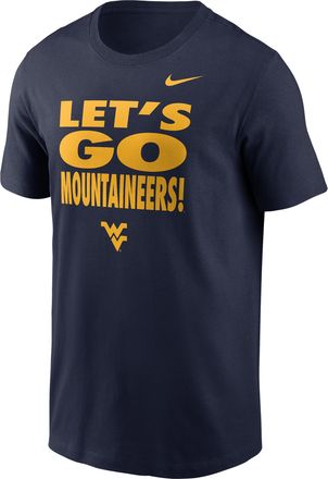 Nike West Virginia Sideline Slogan Nike Mens Dri-FIT College Long-Sleeve T-Shirt in Blue | 02ET41SWVN-H2B