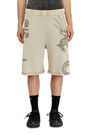 Diesel Mesh cotton sweatshorts with prints - Shorts - Man - Beige