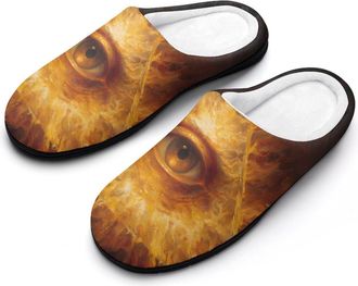 Generic Illuminati Eye Burning Flames Slippers Men Winter Warm Cotton Anti-Slip Indoor Slip-Ons House Shoes