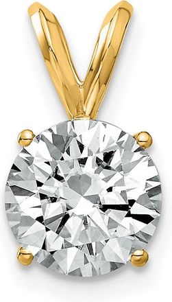 Diamond2Deal 14k Yellow Gold 2ct. 8.0mm Round Moissanite Solitaire Pendant