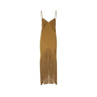 Pinko Badia Abito Tela Viscosa Washe - Dames - Maxi kleedjes - Bruin - M - Kleedjes