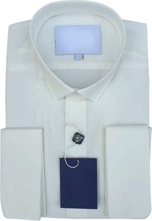 Generic Modern Fit Mens Ivory Cotton Dress Shirt Regular Collar White Cream Formal Wedding (UK, Neck, 18, Regular, Regular, Ivory)