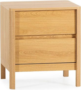 HOMN Mesita de noche 2 cajones efecto roble