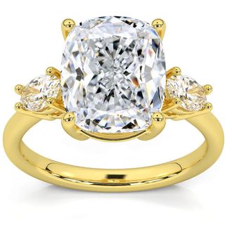 Pompeii3 Certified 6Ct Cushion Cut 3-Stone Diamond Engagement Ring 14k Gold Lab Grown