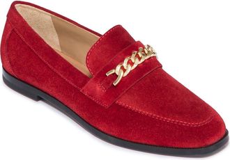 Bernardo Zephyr Chain Loafer in Dark Red Split Suede Premium at Nordstrom Rack, Size 7.5