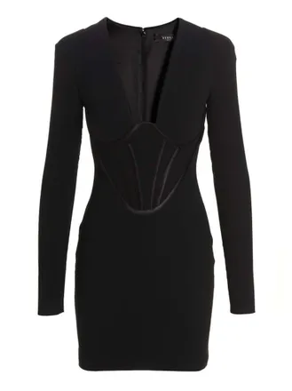 Versace Black V Neck Mini Dress