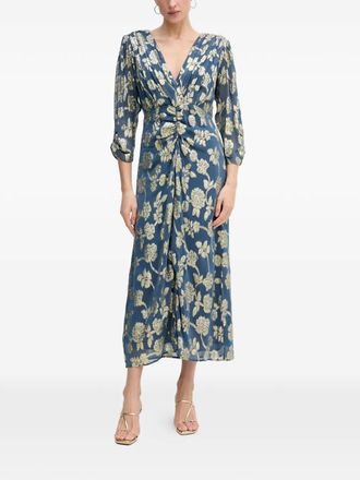 Hoss Intropia Midi-jurk met bloemenprint - Blauw