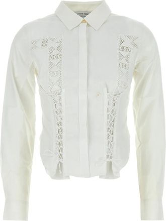 Marine Serre Upcycled Linnen Corset Shirt - Dames - Overhemden - Wit - M - Linnen - Overhemden