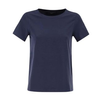 Max Mara Tops, Dames, Blauw, XS, Katoen, Crew Neck Katoenen T-shirt