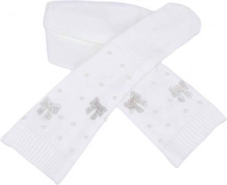 Bari Lynn Pearl And Crystal Bow Scarf In White