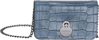 Longchamp Cavalcade Croc Embossed Crossbody Wallet in Cloud Blue at Nordstrom Rack