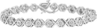 House of Brilliance Silver 1/4 Cttw Miracle Set Diamond X Link Bracelet in White at Nordstrom