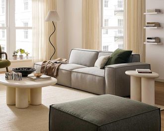 Castlery Jonathan Side Chaise Sofa Left Facing, Performance Twill Dove Grey, Modular, Low-Profile, Castlery
