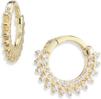 Argento Vivo Cubic Zirconia Sunburst Huggie Hoop Earrings in Gold at Nordstrom Rack