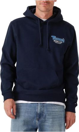 Tommy Jeans Navy Hoodie voor heren - Heren - Hoodies - Blauw - M - Katoen - Hoodies & sweatvesten
