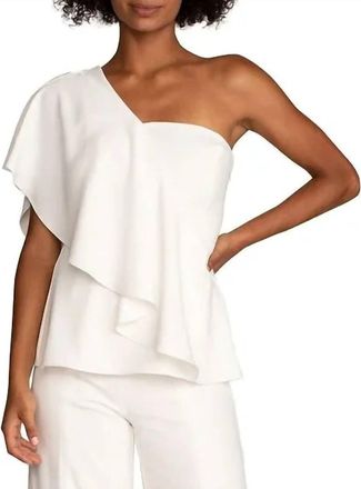Trina Turk Glamorous One-Shoulder Flounce Top In White