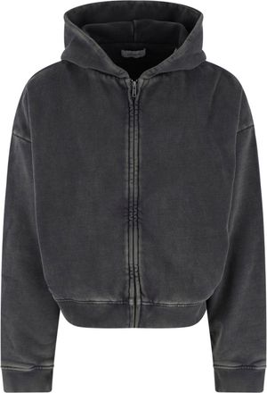 Entire studios Black Washed Cropped Zip Hoodie