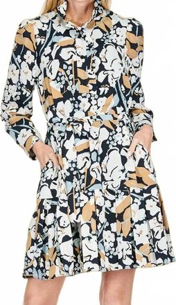 Jade Yoga Fall Bloom Pleated Flounce Dress In Black