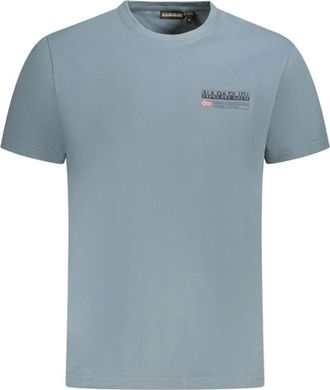 Napapijri Tops, Heren, Grijs, S, Katoen, T-shirt met vet logo