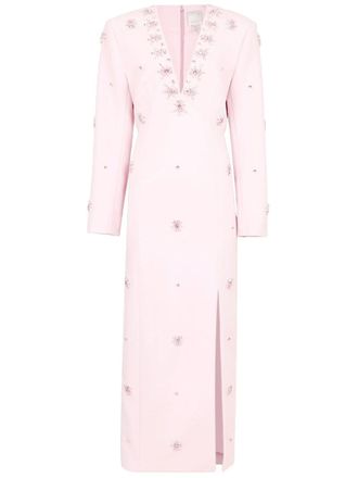 Huishan Zhang Abito midi Aurore con cristalli - Rosa