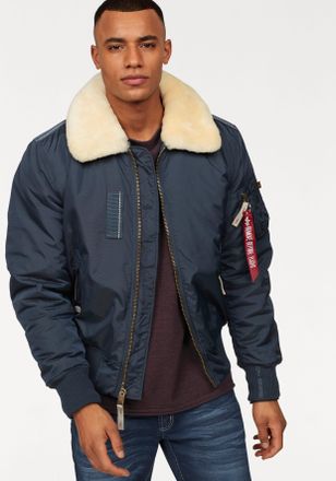Alpha Industries Bomberjacke ALPHA INDUSTRIES INJECTOR III, Herren, Gr. S, blau (marine), Web, Obermaterial: 100% Nylon. Futter: 100% Nylon. Kragen: 100% Lammfell. Wat