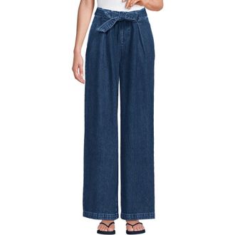 Lands End High Ridge Twill Pull On Pleated Wide Leg Pants in Crawford Wash at Nordstrom, Size X-Small Short