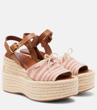 Chlo&eacute; Chlo&eacute; Striped canvas espadrille wedge sandals