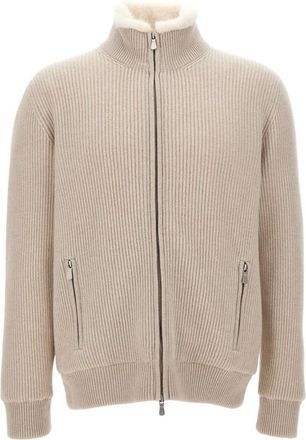 Gran Sasso Truien & Vesten, Heren, Beige, L, Kasjmier, Cashmere Gebreid Jasje