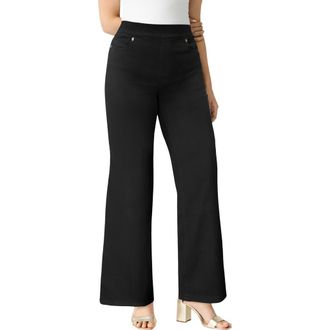 Roaman's Plus Size 360&Deg; Stretch Wide Leg Jean in Black at Nordstrom, Size 14Short